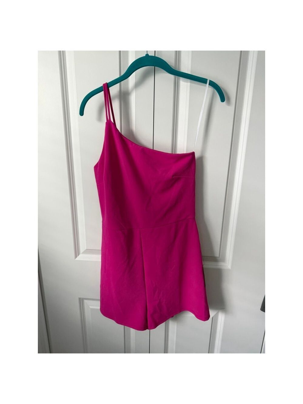 Lulus Fuchsia One-Shoulder Romper M